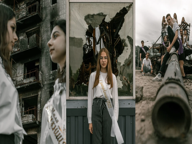 Украински матуранти своите завршни фотографии ги направија среде урнатините од нивното училиште