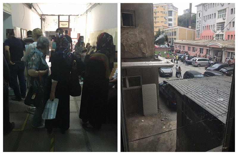 Метеж пред клиничката лабораторија. Пациентите не држат дистанца