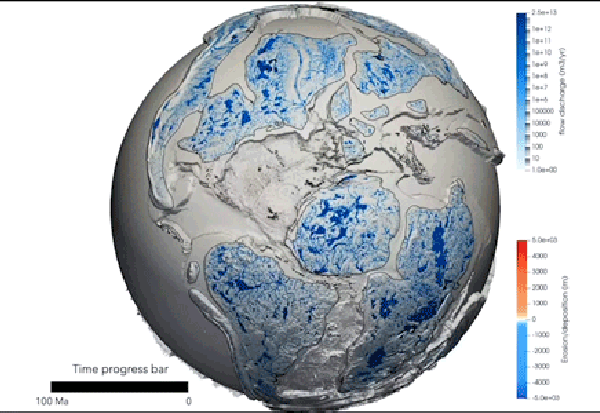 Мапа од Земјата покажува како се движеле континентите во период од 100 милиони години