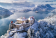 Бледското Езеро во Словенија изгледа волшебно под снег