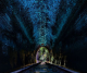 Напуштен тунел свети ноќе во морничава сина боја, причината е неверојатна